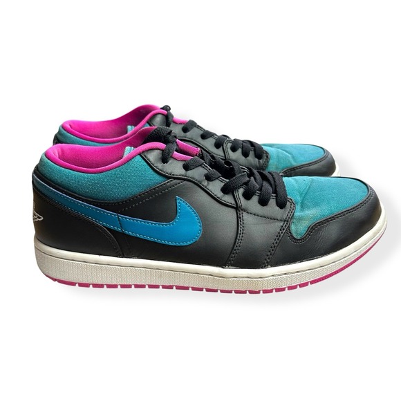 Nike Air Jordan 1 Retro Low 10.5 SOUTH BEACH Tropical Black/Teal/Pink 553558-027 - Picture 1 of 13